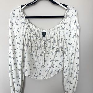 Blue rose peasant top